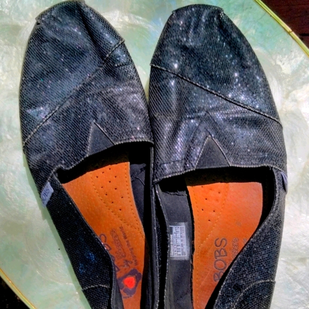 Black sequined Bob's slip on shoes